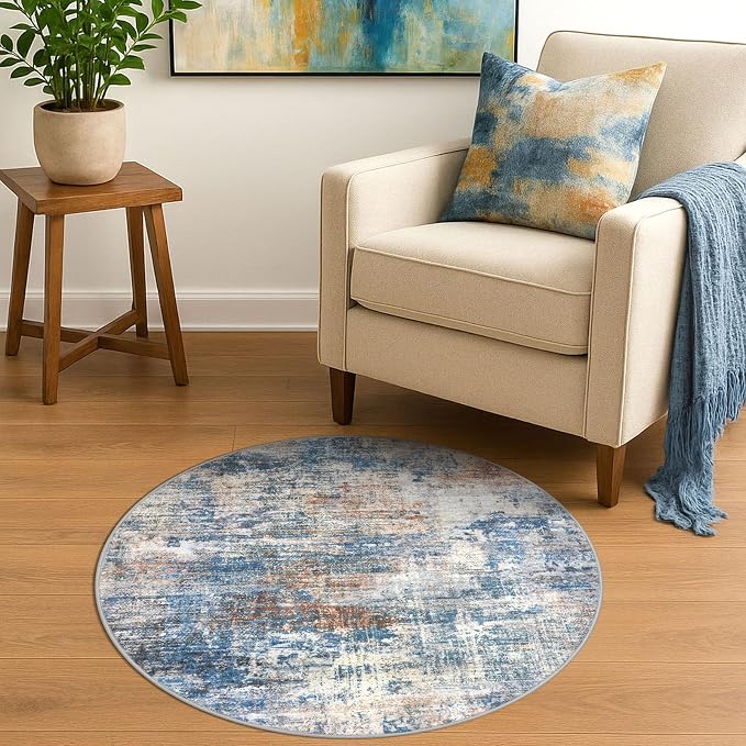 IOHOUZE Round Area Rug 3 Ft Circle Entryway Rugs Round Washable Door Mat Indoor
