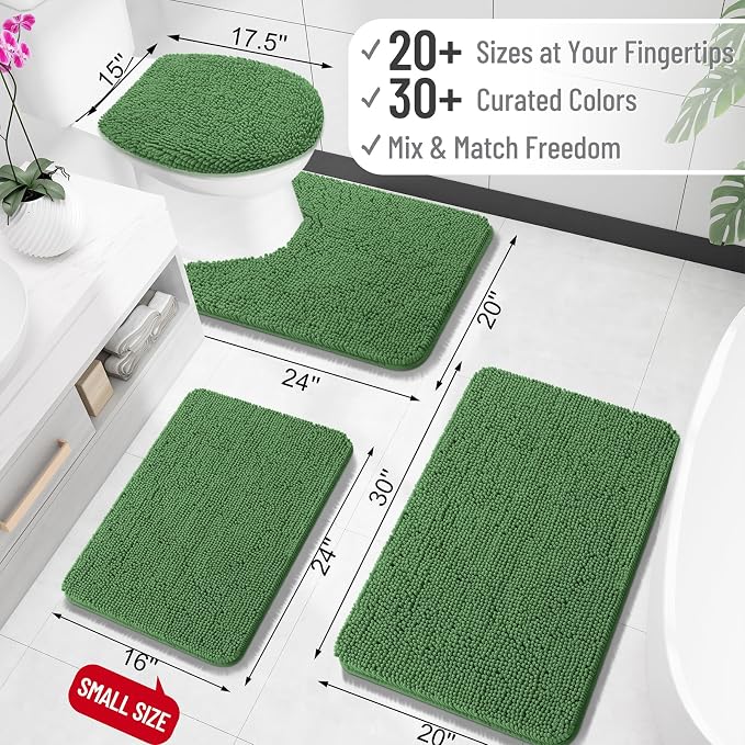 OLANLY Large Bathroom Rugs 59x35, Extra Soft Absorbent Chenille Bath Rugs