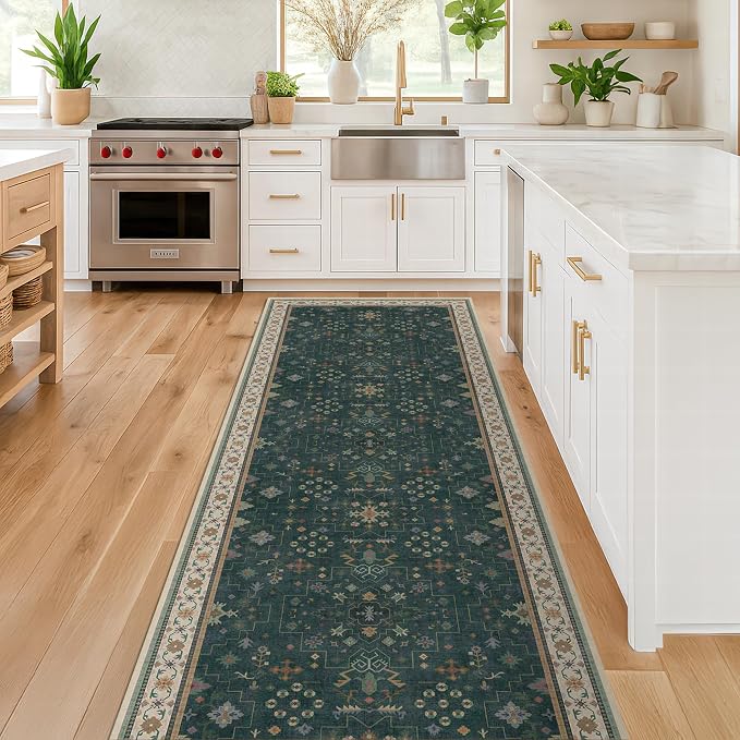 Dark Green 2x5 Kitchen Rug