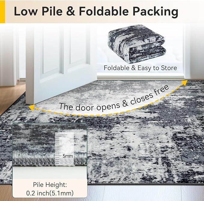 RELEANY Washable Area Rugs 9'x12' Non-Slip Modern Abstract Soft