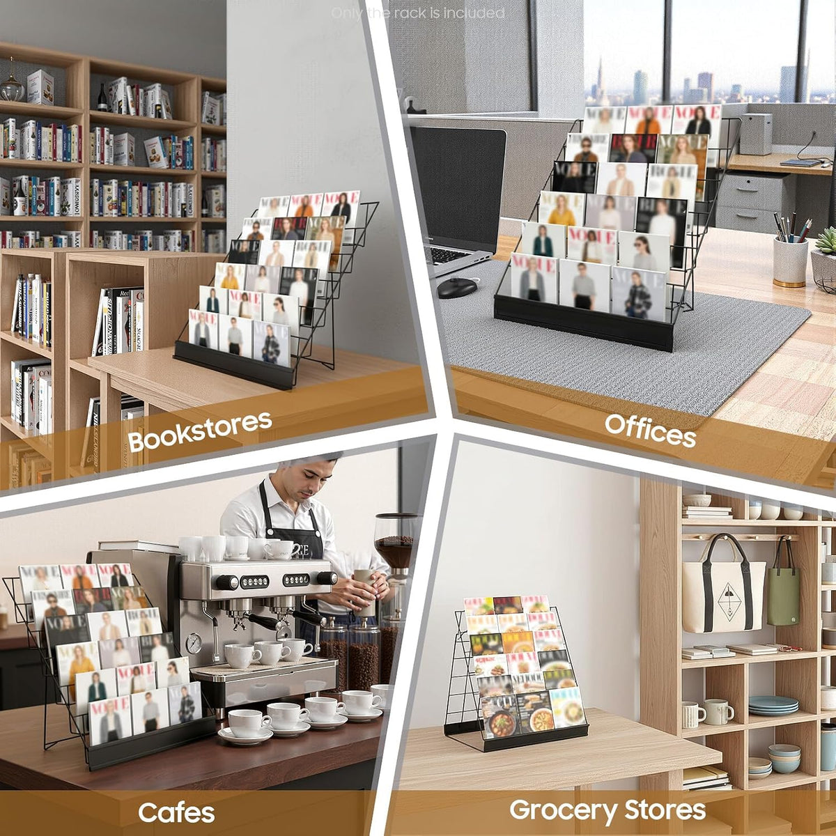 6 Tier Wire Book Display Rack Shelf, Black Book Signing Rack Tabletop Magazine Comic Display Racks for Library Classroom Picture Literature Brochure, Card Shelf Holder Stand 18" x 11" x 17.5"