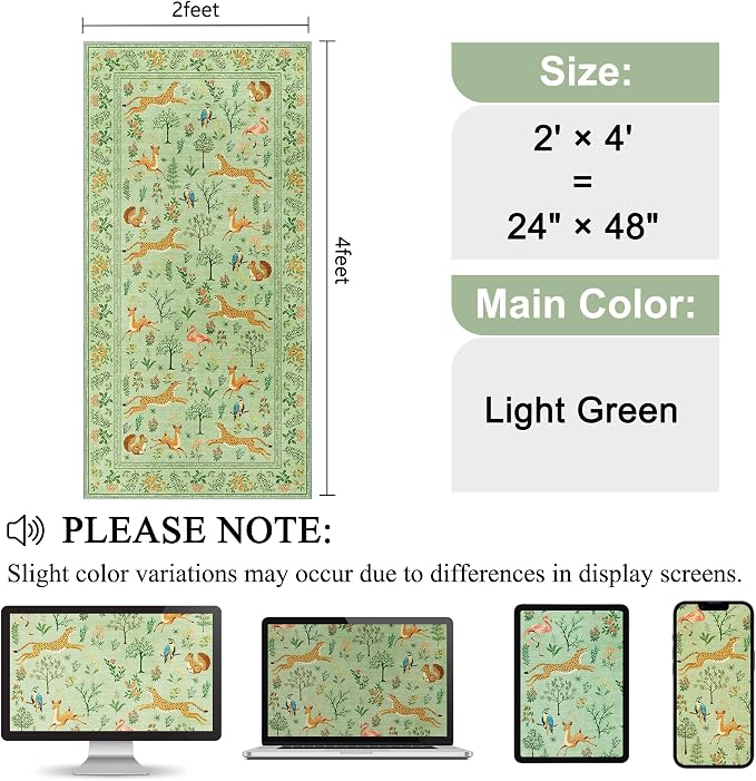 DUKINO 2x4 Rug for Hallway, Washable Kitchen Runner Rug