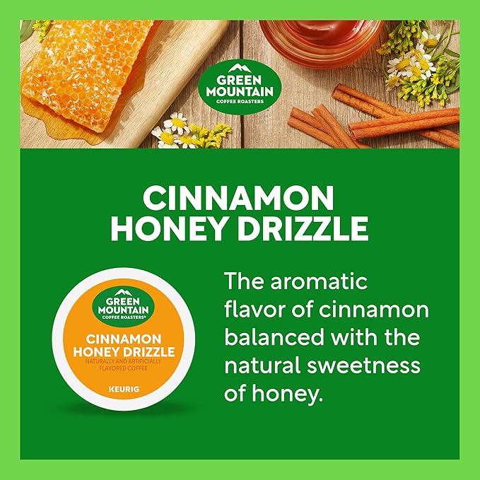 Green Mountain Coffee Roasters Cinnamon Honey Drizzle, Single-Serve Keurig K-Cup Pods, 6 Boxes of 10 (60 Count Total)