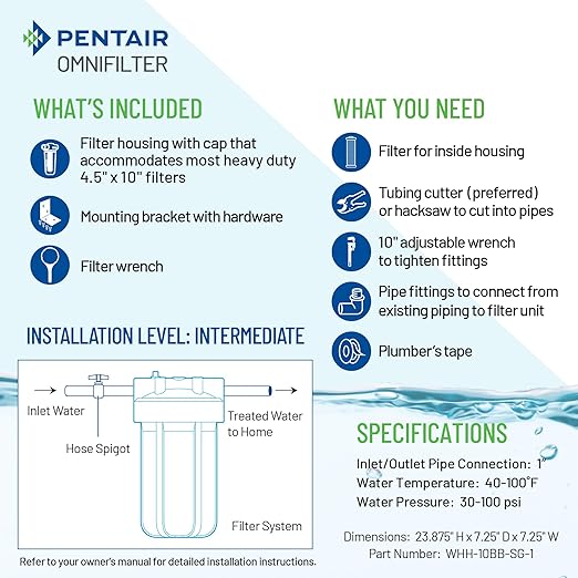 Pentair OMNIFilter Whole Home 10" Heavy-Duty Big Blue Water Filtration System