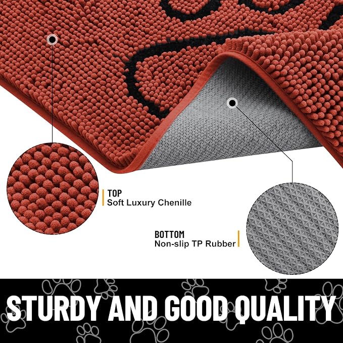 Smiry Dog Door Mat for Muddy Paws, Absorbent Dirt Trapper Non Slip Quick Dry