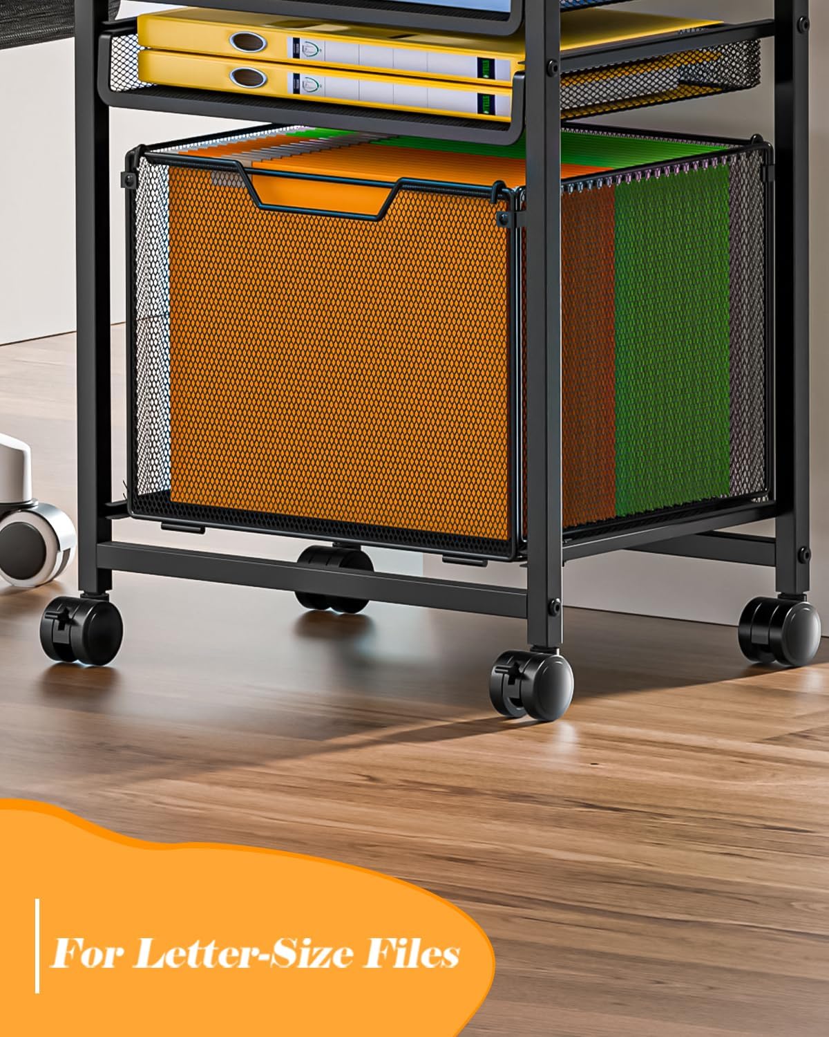Feyejade Compact 5-Tier Rolling File Cart, Under Desk Metal Filing Cabinet