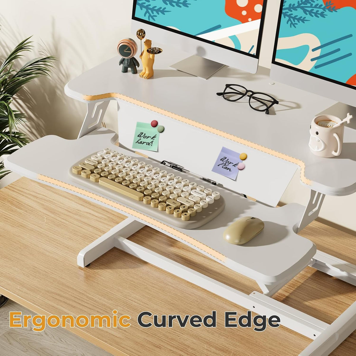 JOY worker Standing Desk Converter, 32" Height Adjustable Desk Riser, White