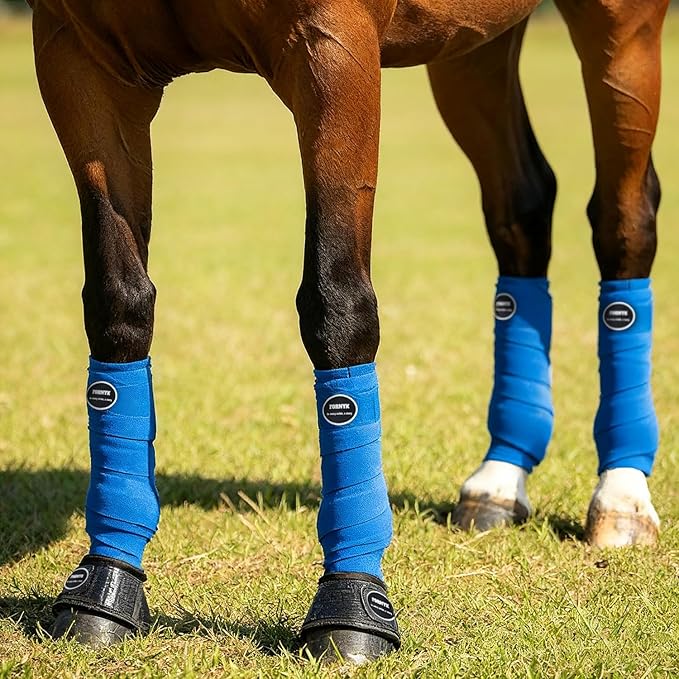 Horse Polo Leg Wraps, Fleece Wraps Elastic Bandages, Comfort Equestrian Standing Wraps, Set of 4, Boot Protection Stable Wraps Supplies (Full 10ft Black)