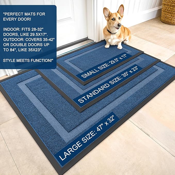 OLANLY Front Door Mat Indoor Outdoor Entrance, Waterproof All-Season,