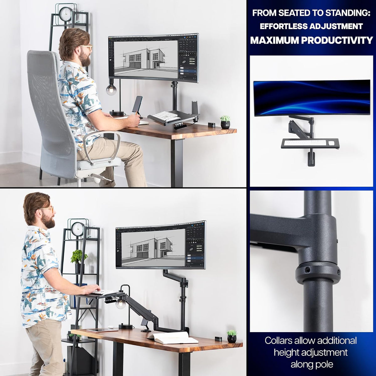 VIVO Ultrawide Wall Mount with Tray, Up to 49 in Screens, MOUNT-V120KB35C