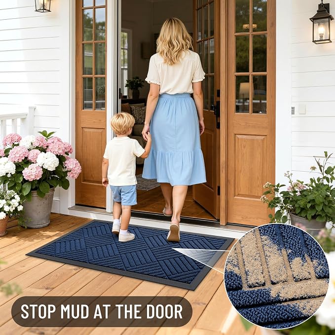 OLANLY Front Door Mat Outside Entrance 71x23, Heavy Duty Sturdy Natural Rubber