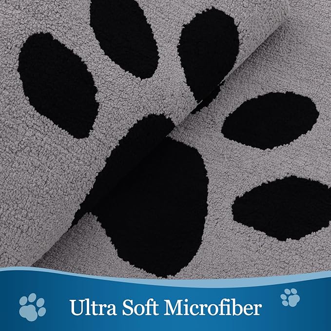 Buganda Dog Door Mat for Muddy Paws, Absorbent Dirt Trapper Washable Indoor Doormats, Non Slip Low-Profile Mud Mat for Dogs, Front Entrance Doormat for Inside Floor (40x32 Inches, Grey)