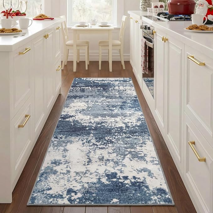 2x5 Blue Rug Runners for Hallways Kitchen Non Slip Washable Entryway Runner Rugs