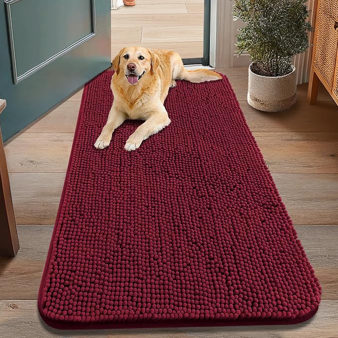 Smiry Dog Door Mat for Muddy Paws 48x30, Absorbent Dirt Trapper, Non-Slip