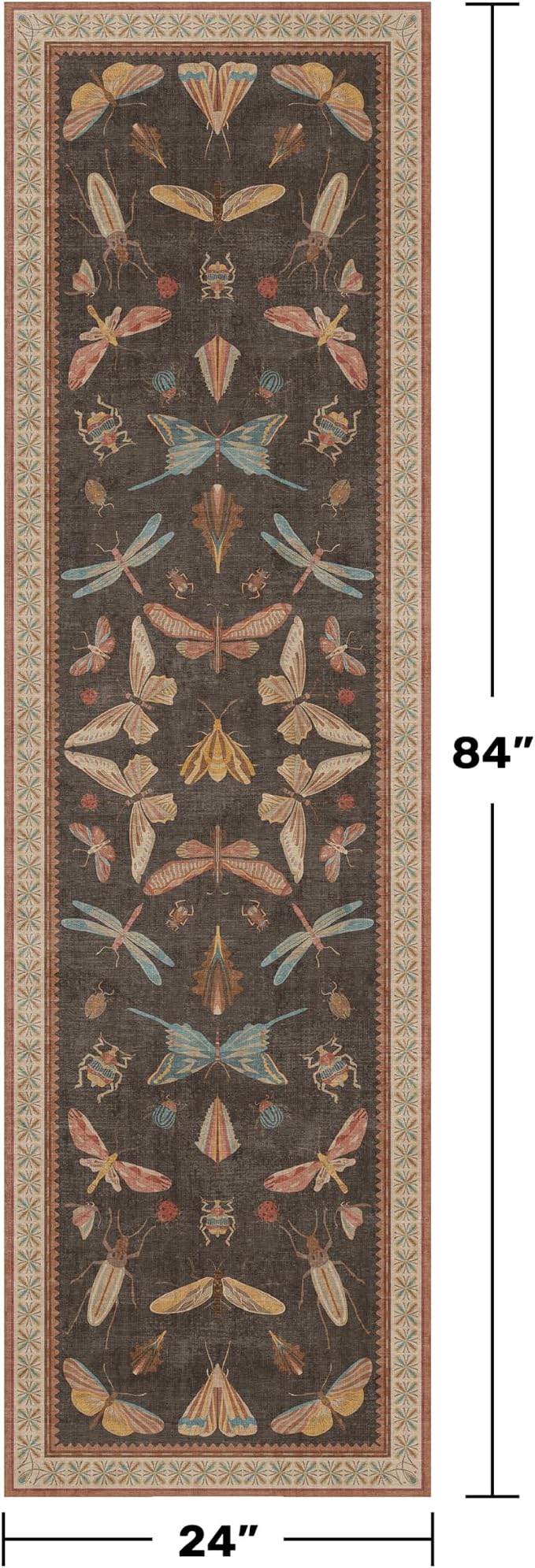 Washable Brown Runner Rug 2x7, Non Slip Indoor Carpet