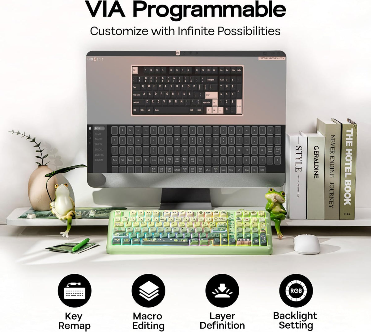 KiiBoom Phantom98 Lite 96% Wireless Mechanical Gaming Keyboard, VIA Custom