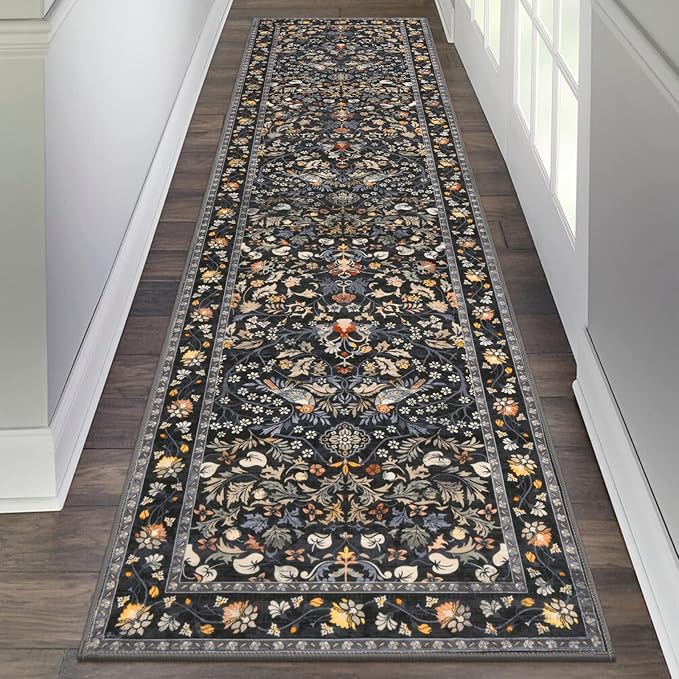 HEBE Washable Hallway Runner Rug 2'x 8' Non Slip Kitchen Rugs Runner, Low Pile
