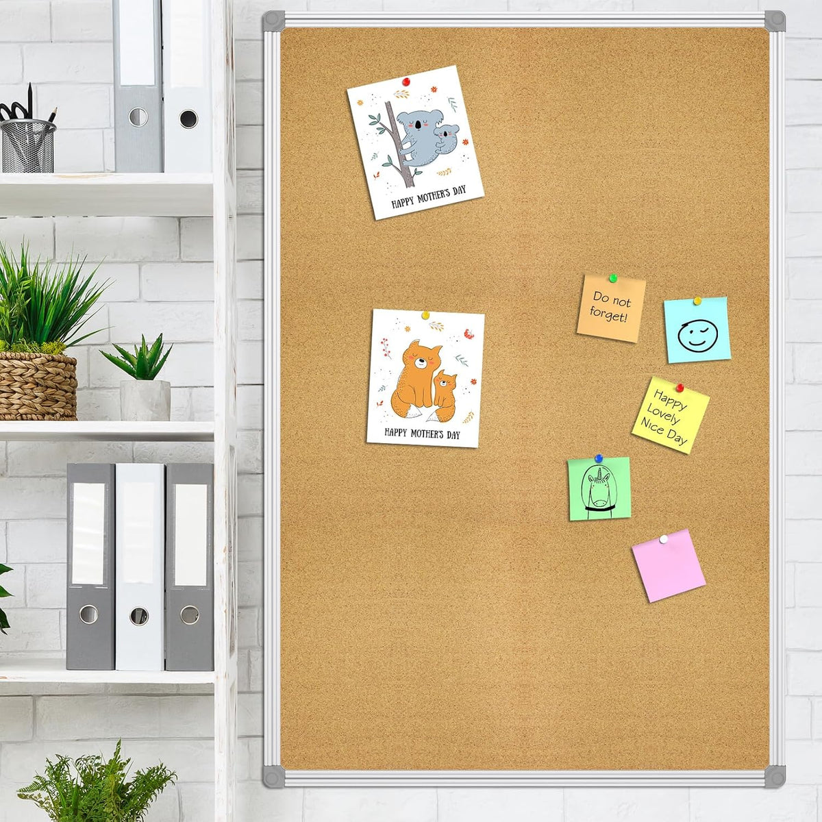 Lockways Cork Board 36" x 24" Bulletin Board, Double Sided Corkboard