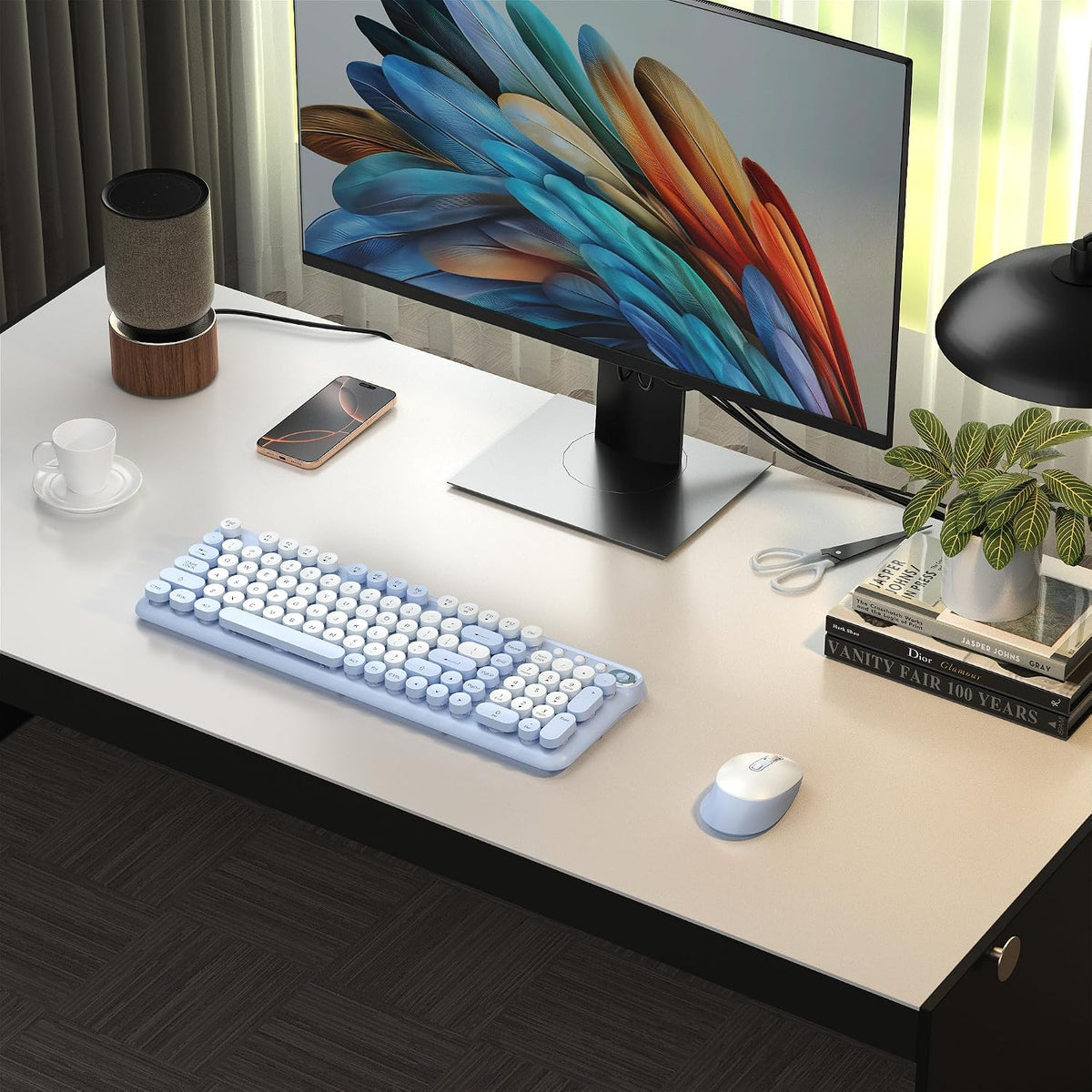 Colorful Wireless Keyboard and Mouse Combo (Blue)