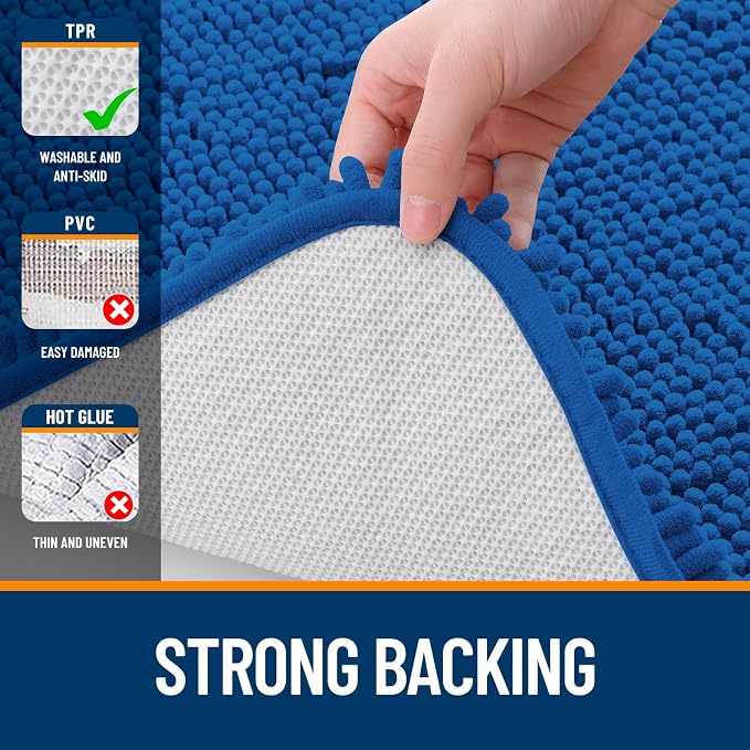 OLANLY Bathroom Runner Rugs 47x24, Soft Absorbent Chenille Bath Rugs, Rubber