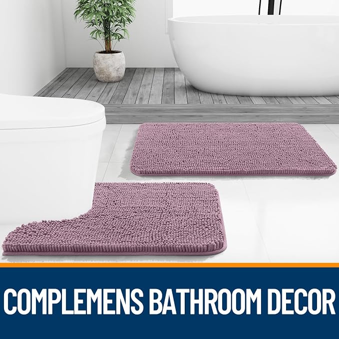 OLANLY Bathroom Runner Rugs 59x20, Soft Absorbent Chenille Bath Rugs, Rubber
