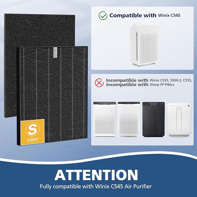 2 Pack C545 HEPA Smoke Replacement Filter S Compatible