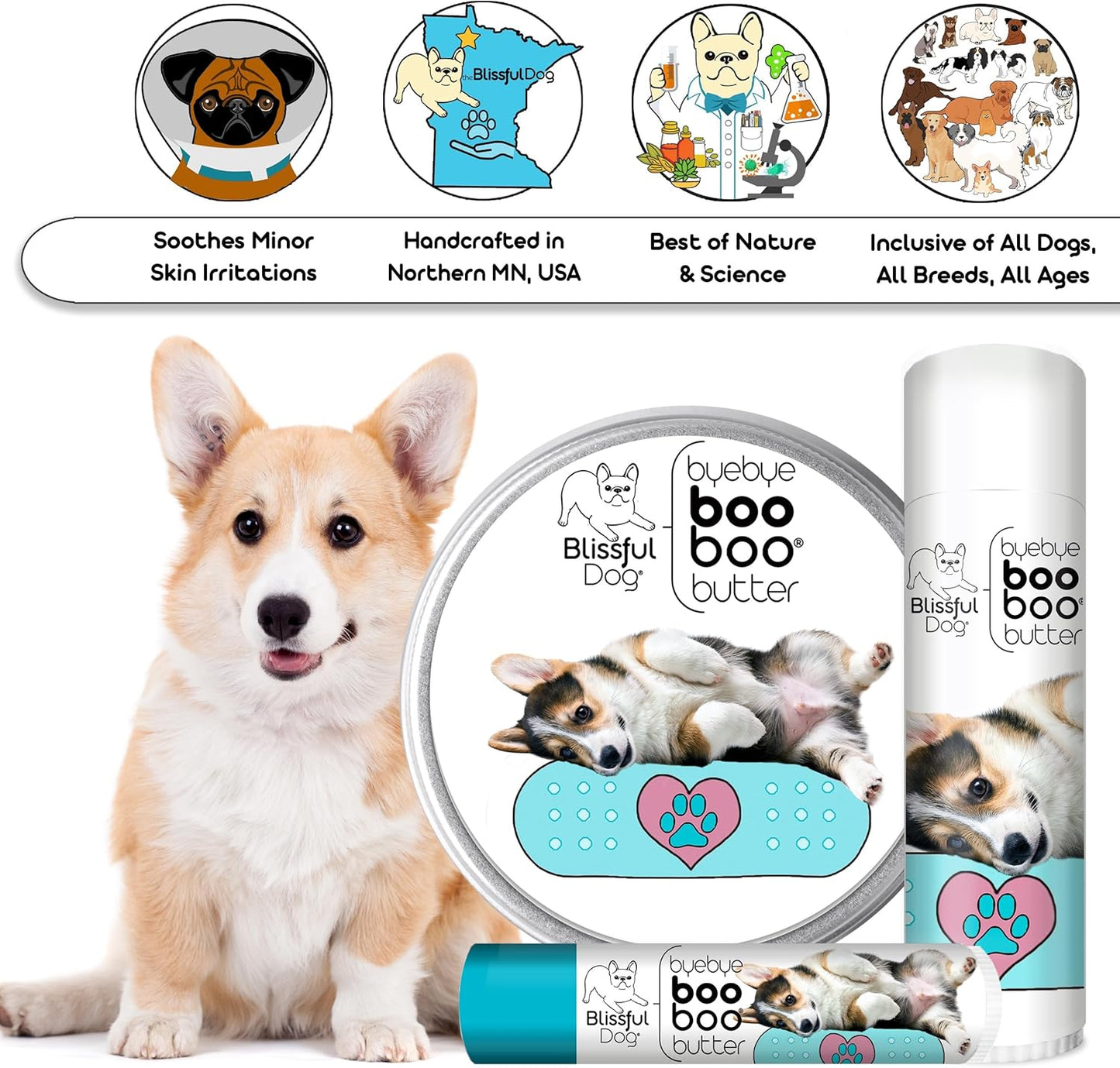 The Blissful Dog 2 oz TIN Corgi Booboo Butter