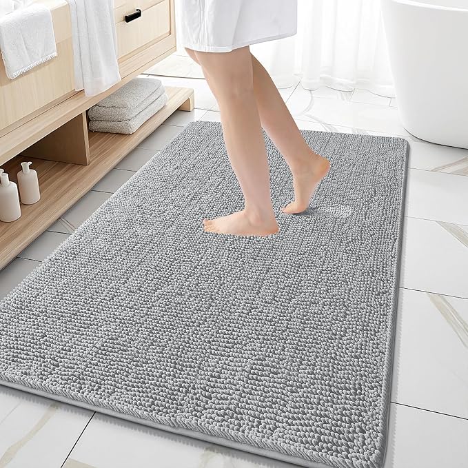 OLANLY Large Bathroom Rugs 59x35, Extra Soft Absorbent Chenille Bath Rugs