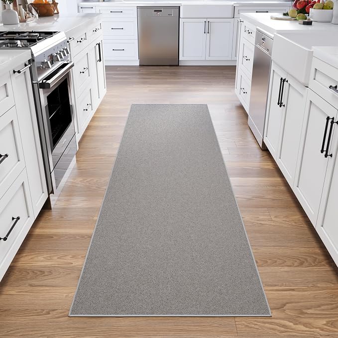 Ottomanson Hallway Runner Rug 2'7" x 9'10" Non Slip Solid Area Rugs Easy to