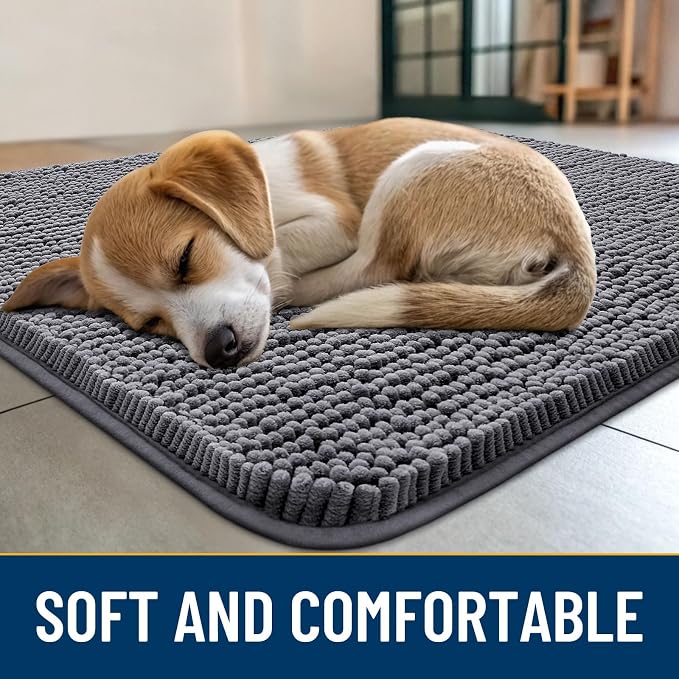 Smiry Dog Door Mat for Muddy Paws 47x17, Absorbent Dirt Trapper, Non-Slip