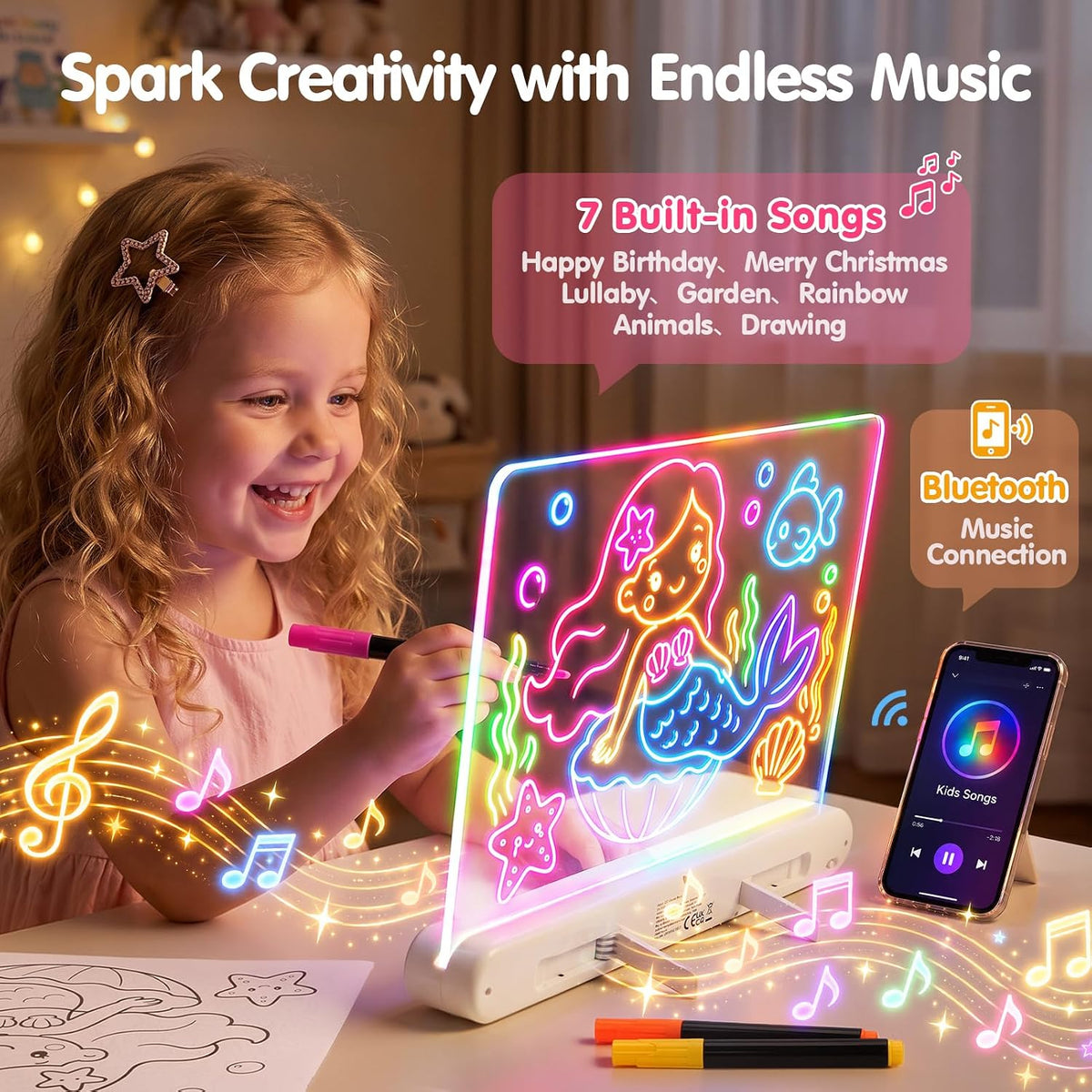 hahaland LED Drawing Board with 22 Light Effects, 16"