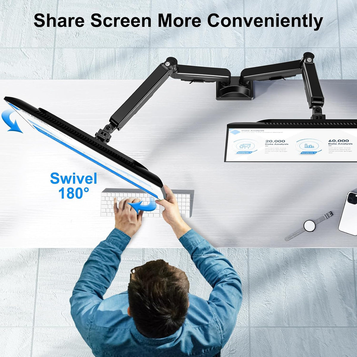 Dual Monitor Mount for Screens up to 43", Heavy Duty Monitor Arm