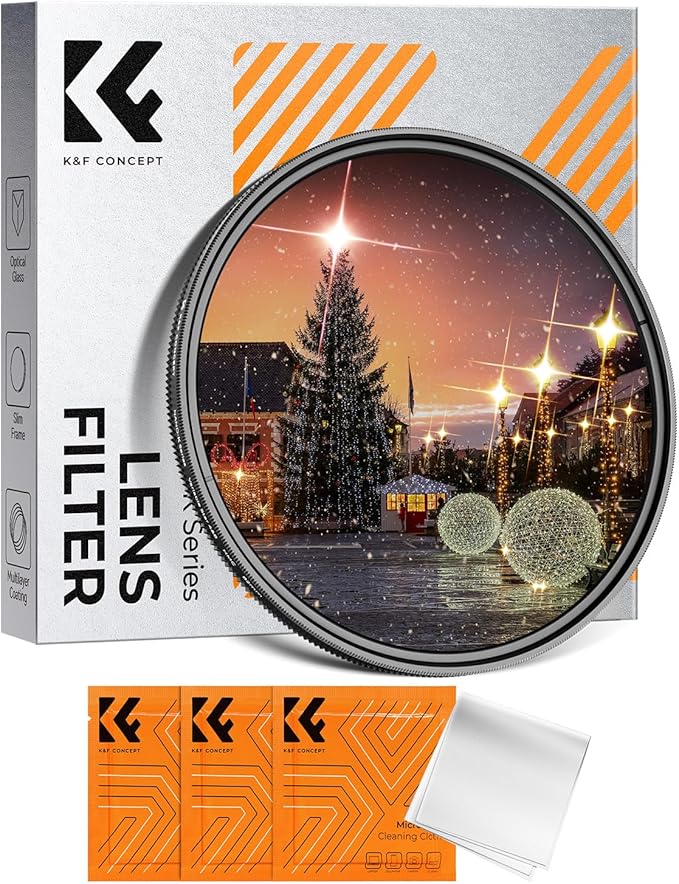 K&F CONCEPT 72mm Variable Star Filter Cross Screen Starburst Filter 4, 8 Points