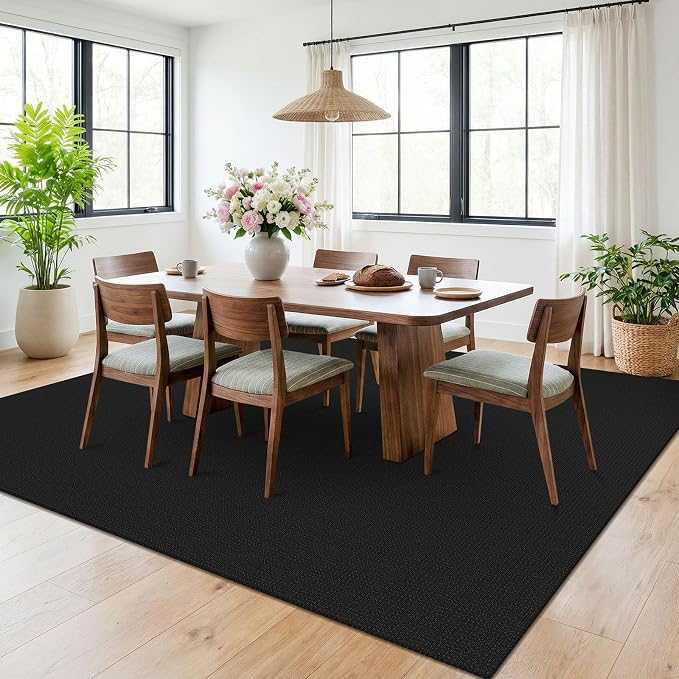KOZYFLY Black 6x9 Dining Room Rugs, Washable Area Rug