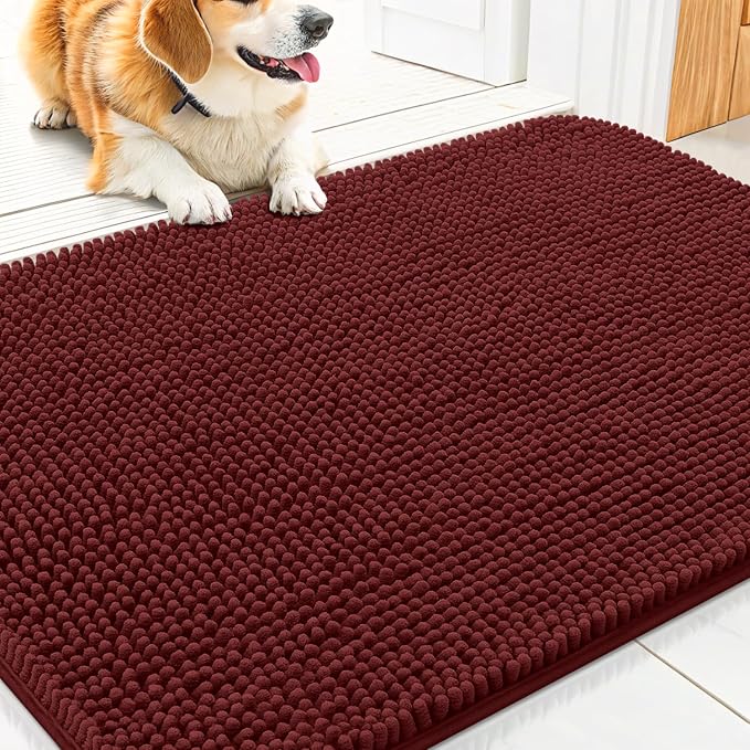 Smiry Dog Door Mat for Muddy Paws 30x20, Absorbent Dirt Trapper, Non-Slip