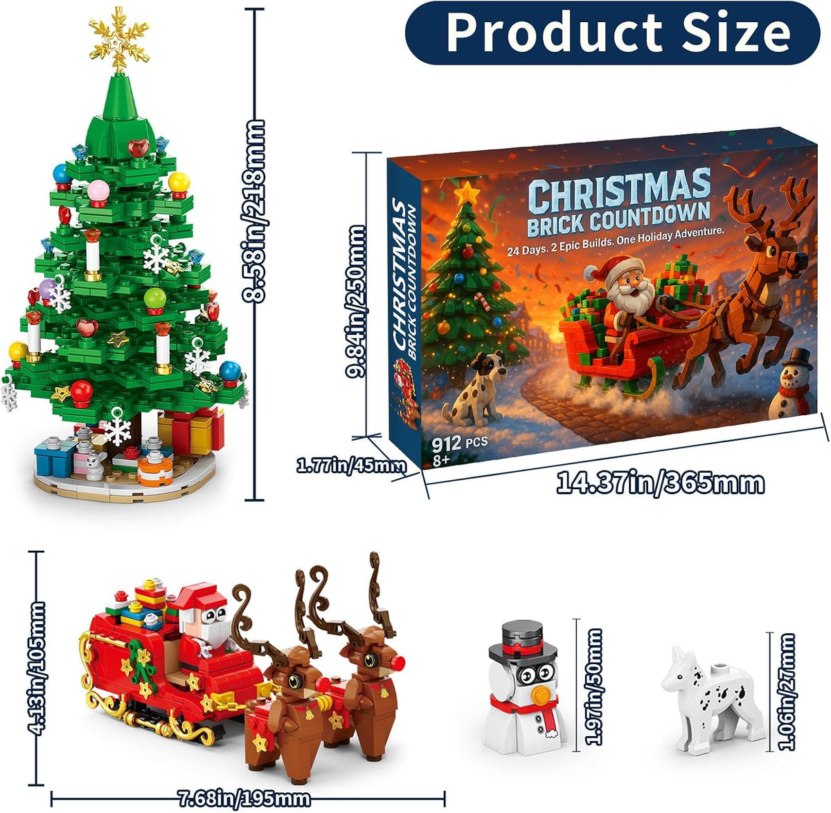 Christmas Tree Building Blocks Advent Calendar 2026, 24 Days Countdown Set