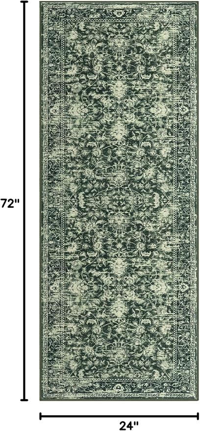 KILOCOCO Hallway Runner 2x6 Rug Runner Printed Vintage Floral Washable Kitchen
