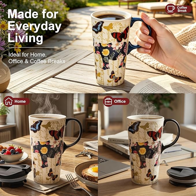 Topadorn 17oz Ceramic Travel Mug