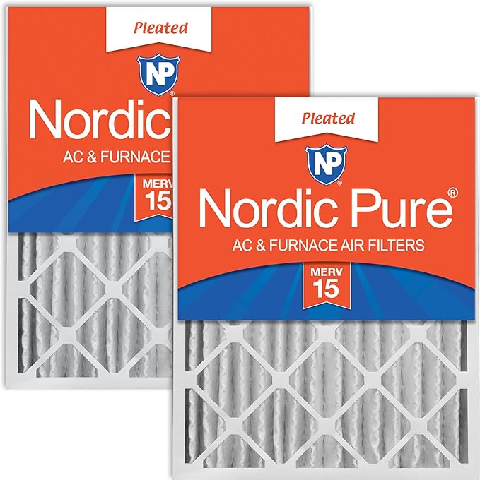 Nordic Pure 20x20x4 Pleated MERV 15 Air Filters 2 Pack