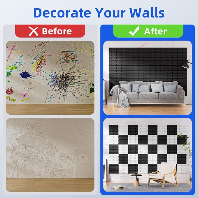 12 Pack Acoustic Panels with Self Adhesive, Soundproof Wall Panels, Brick Sound