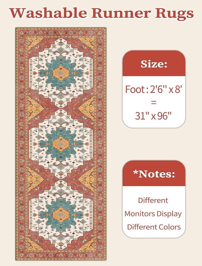 SERISSA Boho Washable Runner Rug