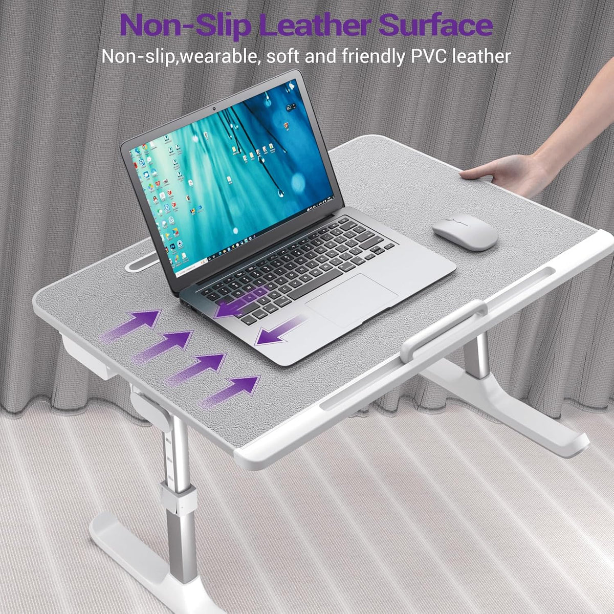 NEARPOW XXL Bed Table Tray, Adjustable Laptop Lap Desk for Couch, Black