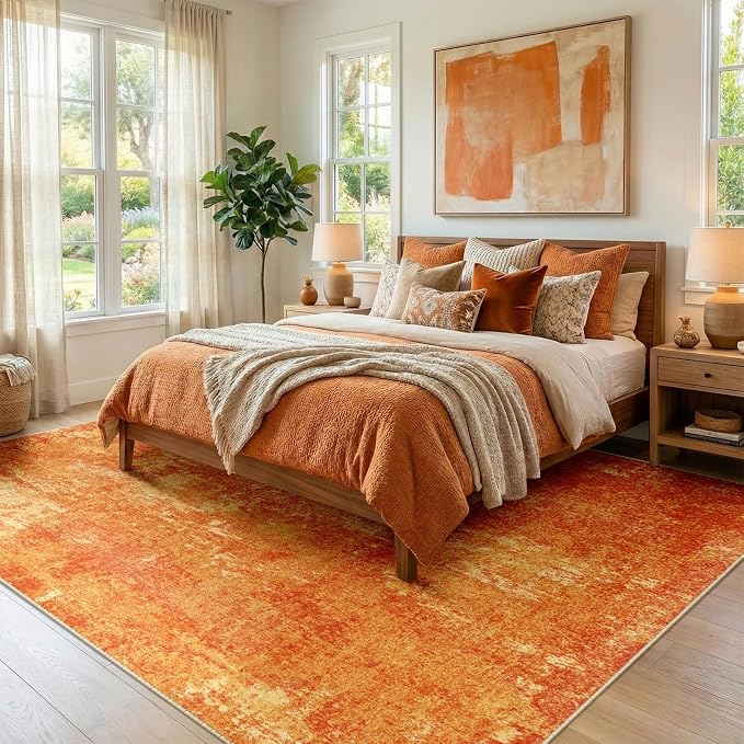 RELEANY Washable Area Rugs 9'x12' Non-Slip Modern Abstract Soft