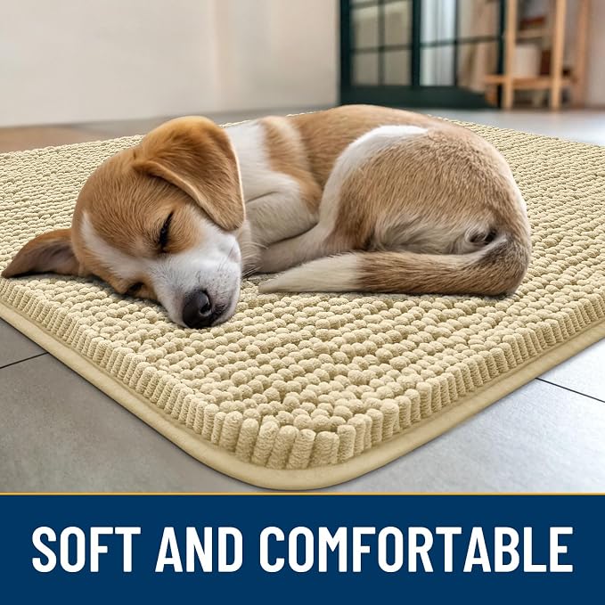 Smiry Dog Door Mat for Muddy Paws 24x16, Absorbent Dirt Trapper, Non-Slip