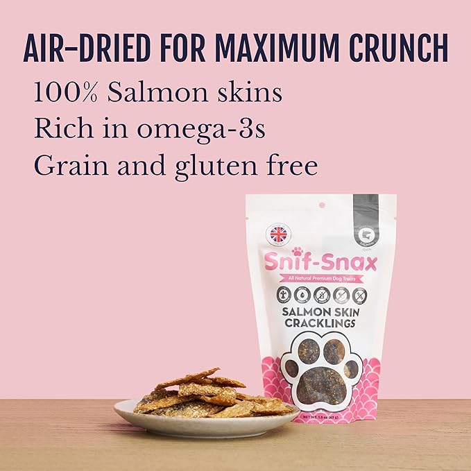 Snif-Snax Salmon Skins Dog Treats (1.5oz, 3-Pack) – Single Ingredient, Grain Free, Human-Grade, Healthy Dog Treats with Omega-3s for Skin, Coat & Joint Support