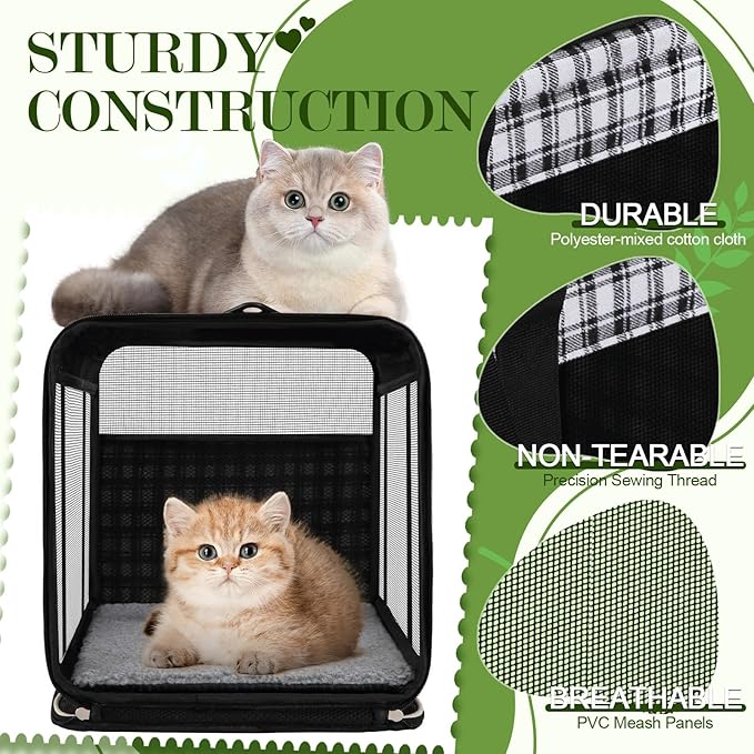EXPAWLORER Large Cat Carrier Dog Carriers Soft for Small Medium Cats Puppies Up to 20lbs, Airline Approved Pet Carrier Soft-Sided Collapsible Pet Travel Carrier Fit 2 Kitties (Black)