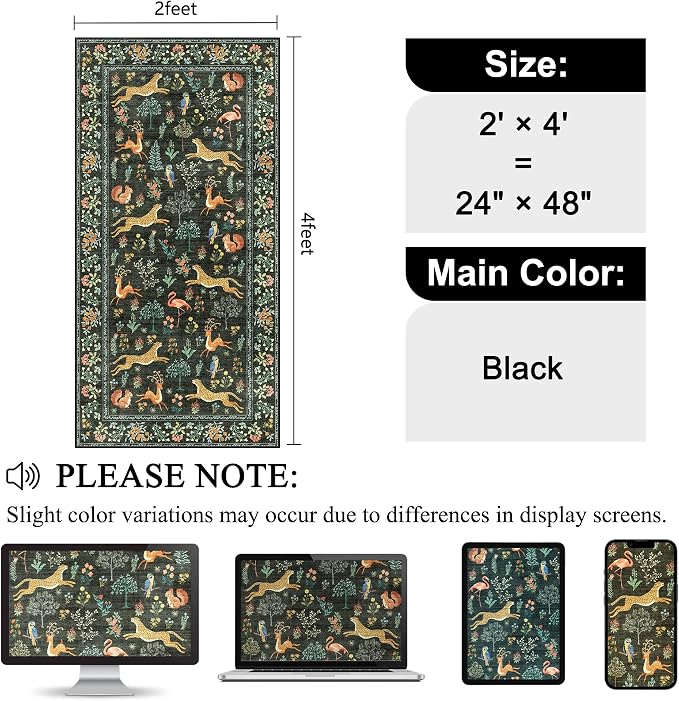 DUKINO 2x4 Rug for Hallway, Washable Kitchen Runner Rug