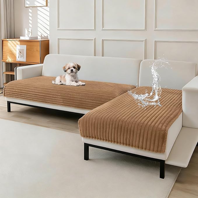 Waterproof Pet Couch Cover for Dogs, Sofa Covers Washable & Non-Slip, Soft Dog Bed Blanket Protector for Sectional, Loveseat, Home & Patio Furniture (Khaki, 35"x82" 1 Pack)