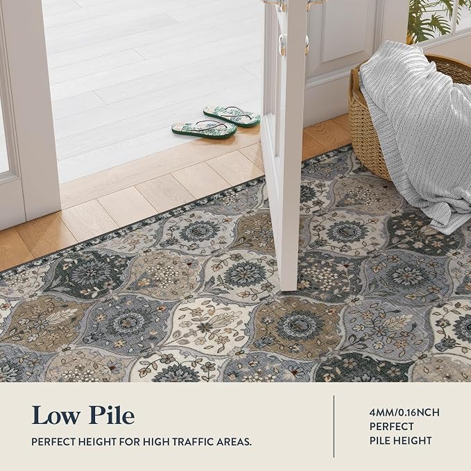 Lahome Moroccan Trellis Area Rug, 2x3 Entryway Rug Non-Slip Washable Indoor