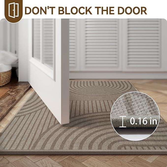 Front Door Mat 17''x30'', Absorbent Dirt Resist Washable Non Slip Low-Profile
